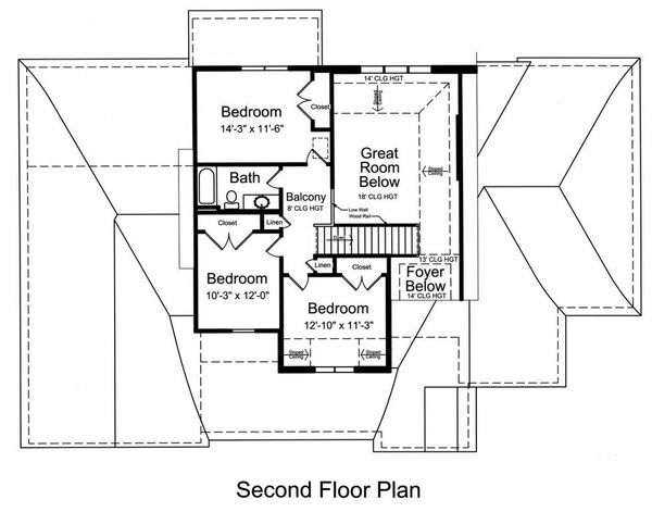 Traditional Floor Plan - Upper Floor Plan #46-522