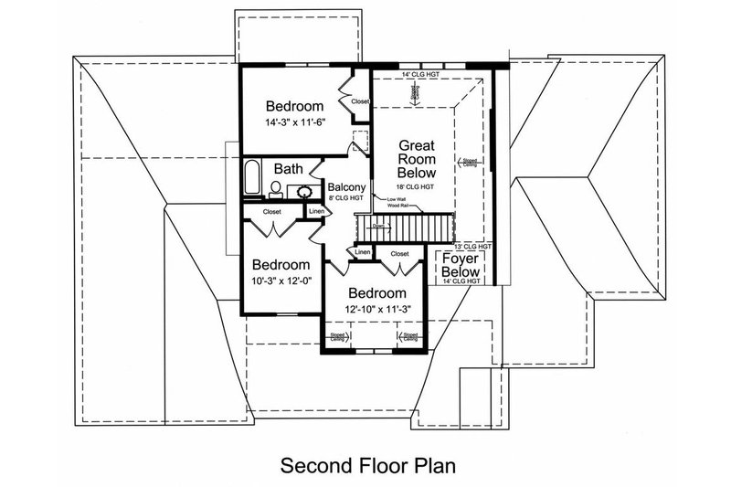 Architectural House Design - Floor Plan - Upper Floor for Traditional House Plan #46-522 - 4 bed, 2.5 bath