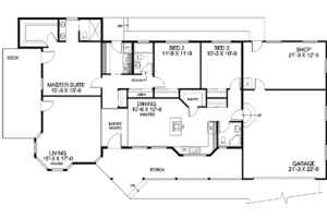 Floor Plan - Main Floor for Ranch House Plan #60-162 - 3 bed, 3 bath