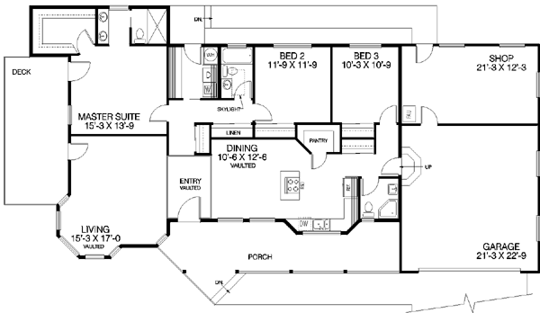 House Plan Design - Ranch Floor Plan - Main Floor Plan #60-162