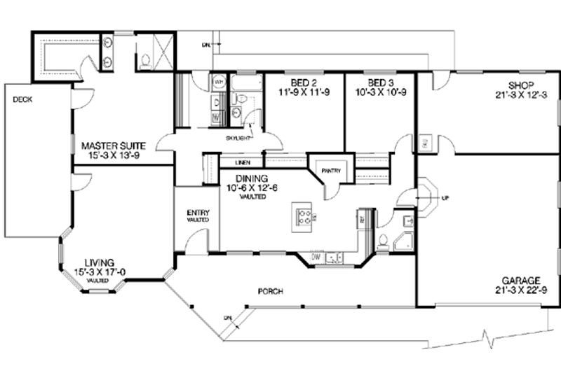Dream House Plan - Floor Plan - Main Floor for Ranch House Plan #60-162 - 3 bed, 3 bath