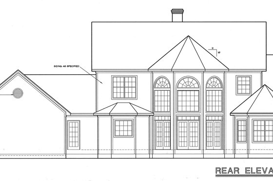 Exterior - Rear Elevation for Farmhouse House Plan #20-253 - 4 bed, 3.5 bath