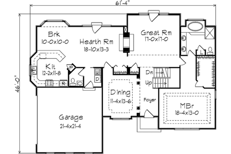 Architectural House Design - Floor Plan - Main Floor for European House Plan #57-130 - 4 bed, 4.5 bath