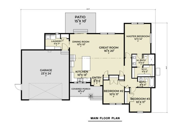 Craftsman Style House Plan - 3 Beds 2 Baths 1521 Sq/Ft Plan #1070-202 ...