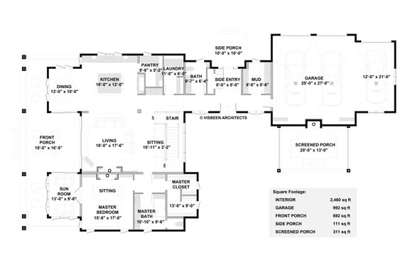 Floor Plan - Main Floor for Farmhouse House Plan #928-406 - 5 bed, 6.5 bath