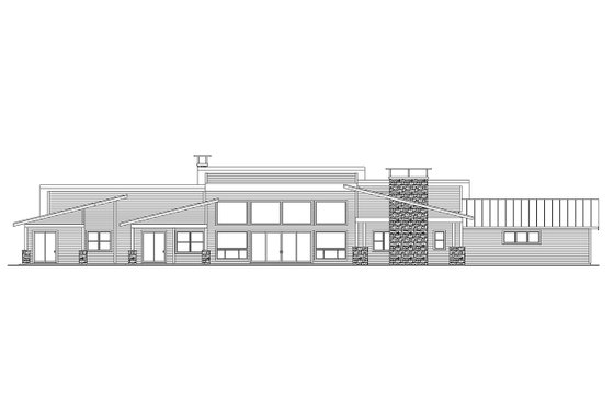 Exterior - Rear Elevation 1 for Modern House Plan #124-1346 - 3 bed, 3.5 bath