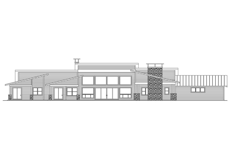 Home Plan - Exterior - Rear Elevation 1 for Modern House Plan #124-1346 - 3 bed, 3.5 bath