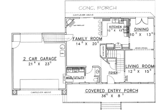 Floor Plan - Main Floor for Country House Plan #117-343 - 4 bed, 2.5 bath