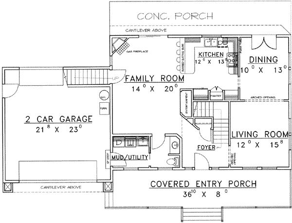 Country Floor Plan - Main Floor Plan #117-343