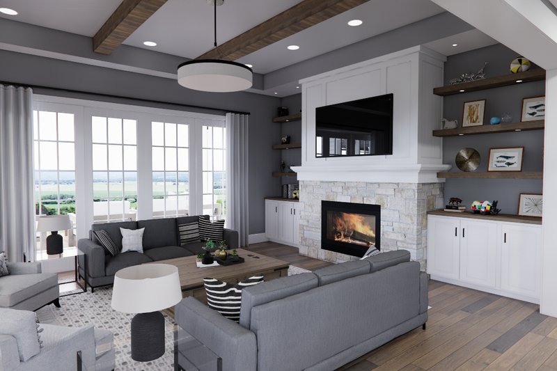 Architectural House Design - Interior - Family Room 1 for Farmhouse House Plan #51-1560 - 6 bed, 4.5 bath