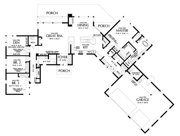 Contemporary Floor Plan - Main Floor Plan #48-1014