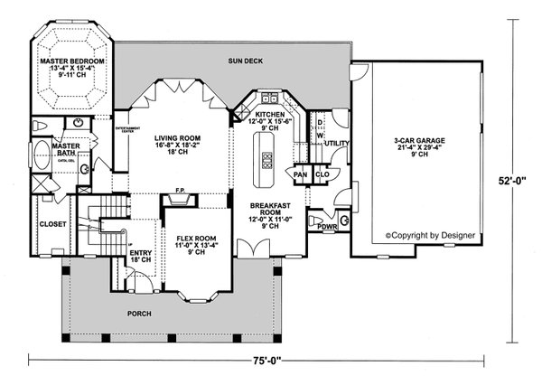 Dream House Plan - Floor Plan - Main Floor for Farmhouse House Plan #20-2653 - 3 bed, 2.5 bath