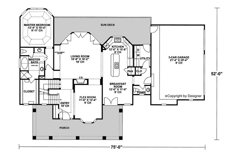 Dream House Plan - Floor Plan - Main Floor for Farmhouse House Plan #20-2653 - 3 bed, 2.5 bath