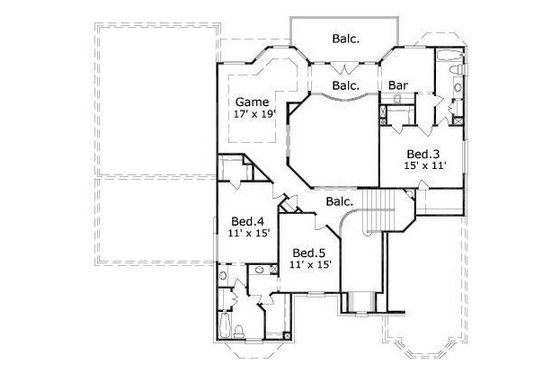 Floor Plan - Upper Floor for Colonial House Plan #411-755 - 5 bed, 3.5 bath