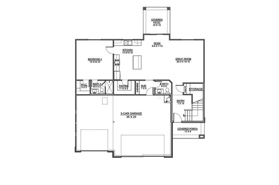 Floor Plan - Main Floor for Mediterranean House Plan #1073-21 - 4 bed, 3.5 bath