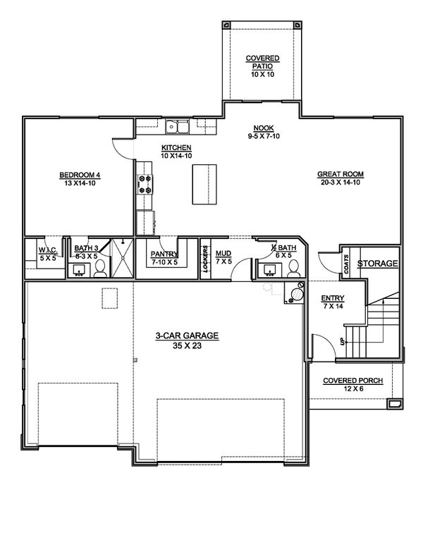 Architectural House Design - Mediterranean Floor Plan - Main Floor Plan #1073-21