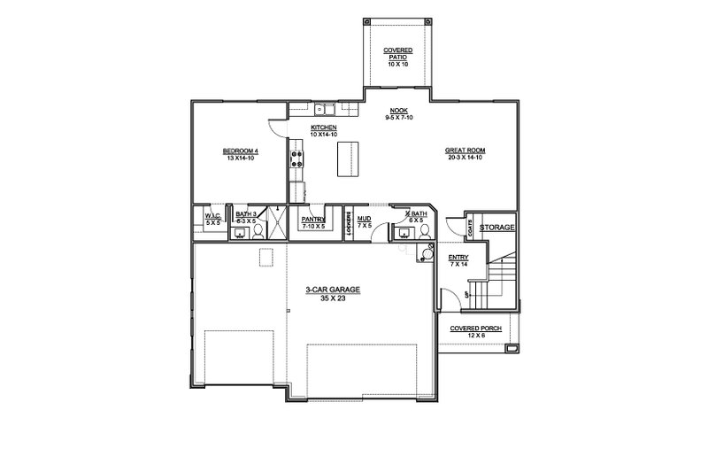 House Blueprint - Floor Plan - Main Floor for Mediterranean House Plan #1073-21 - 4 bed, 3.5 bath
