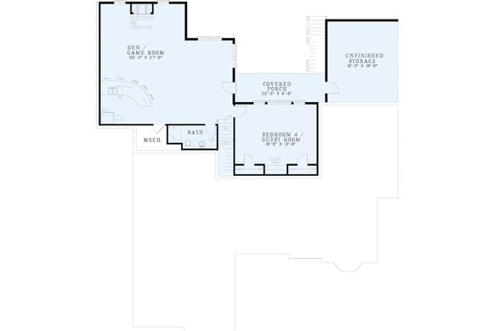 Floor Plan - Lower Floor for European House Plan #17-171 - 5 bed, 4.5 bath
