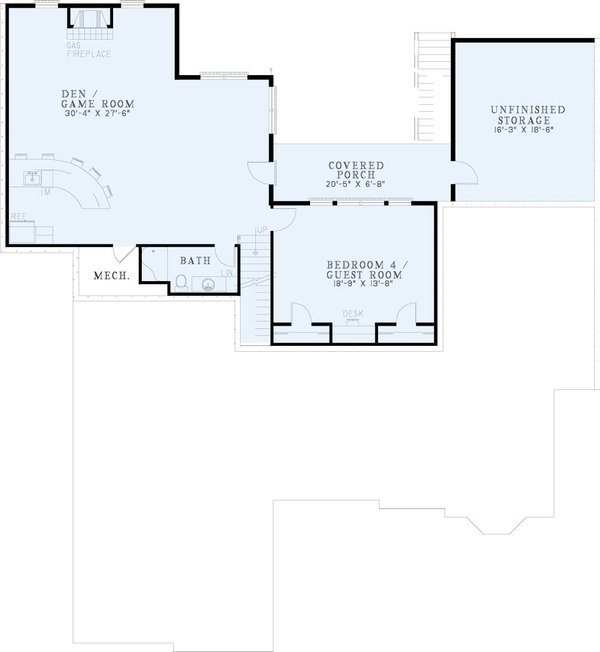 House Design - European Floor Plan - Lower Floor Plan #17-171