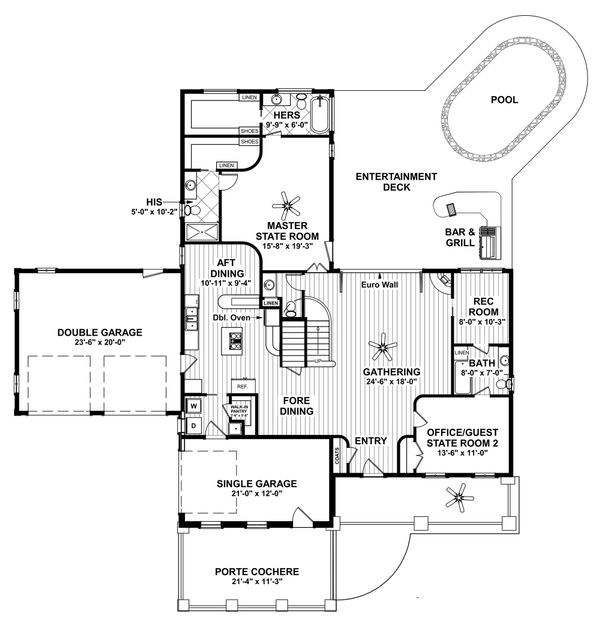 Architectural House Design - Craftsman Floor Plan - Main Floor Plan #56-714