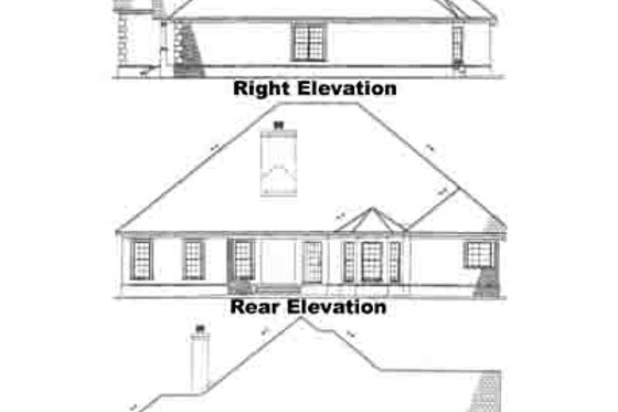 Exterior - Rear Elevation for European House Plan #17-530 - 4 bed, 3 bath