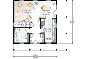 Floor Plan - Main Floor for Colonial House Plan #23-261 - 3 bed, 2 bath
