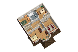 Floor Plan - Upper Floor 1 for Traditional House Plan #25-4697 - 3 bed, 1 bath