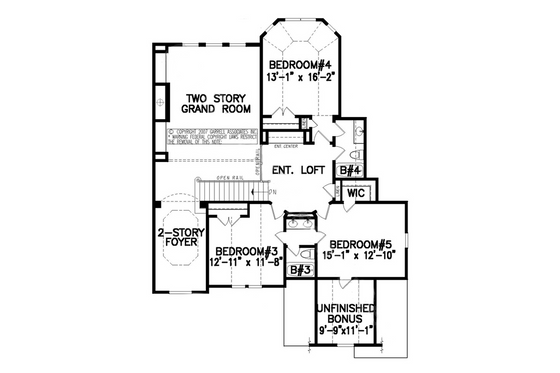 Floor Plan - Upper Floor for Traditional House Plan #54-513 - 5 bed, 4 bath