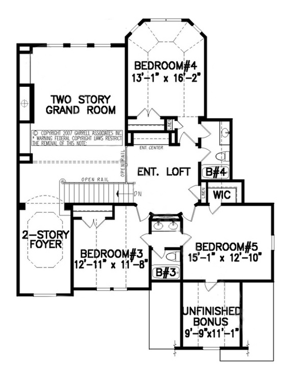 Traditional Floor Plan - Upper Floor Plan #54-513
