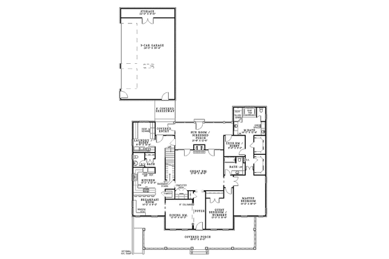 Floor Plan - Main Floor for Country House Plan #17-2674 - 4 bed, 3.5 bath