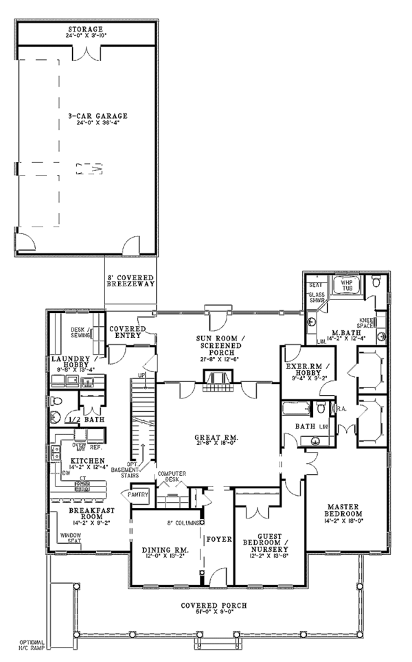 Architectural House Design - Country Floor Plan - Main Floor Plan #17-2674