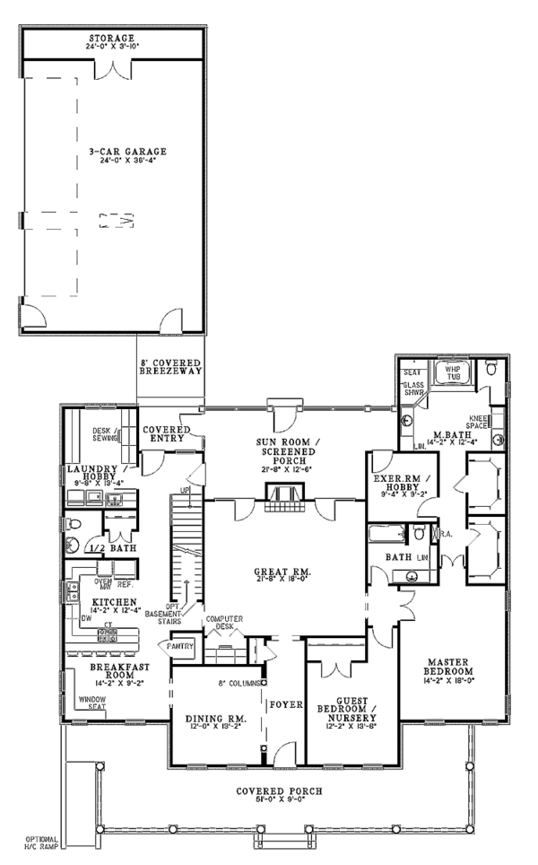 House Plan Design - Country Floor Plan - Main Floor Plan #17-2674