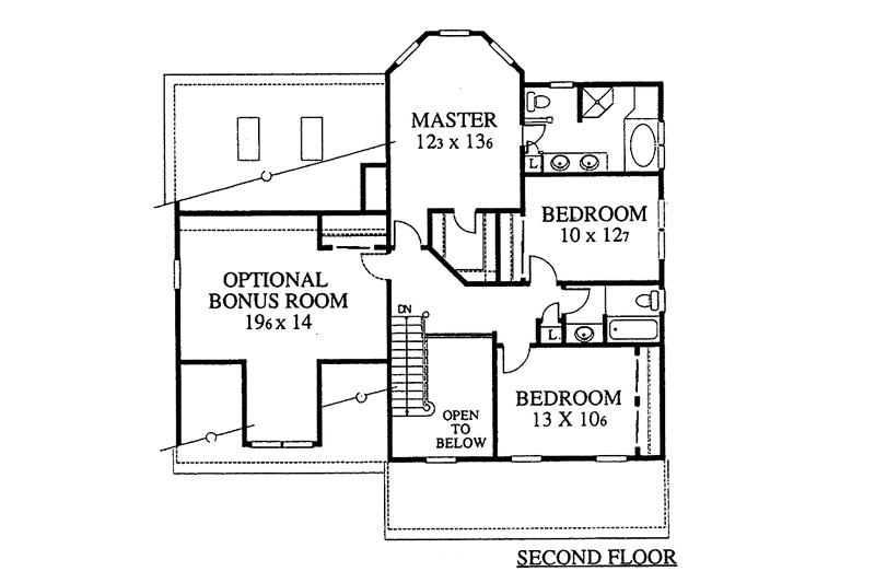 Dream House Plan - Floor Plan - Upper Floor for Country House Plan #1053-21 - 3 bed, 2.5 bath