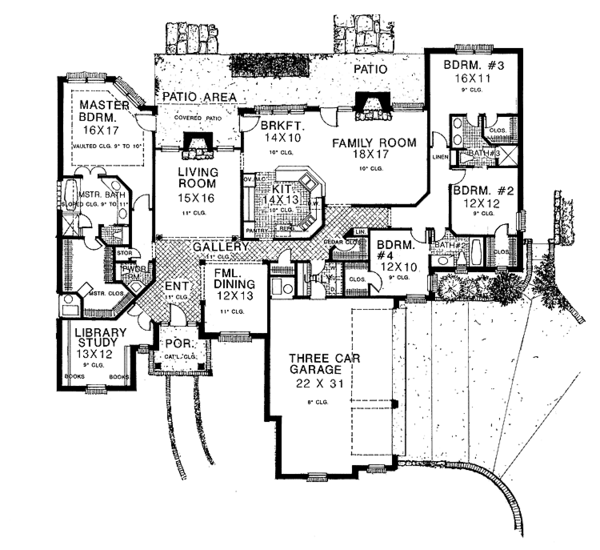 Dream House Plan - Country Floor Plan - Main Floor Plan #310-1169