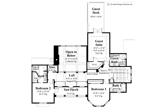 Floor Plan - Upper Floor for Mediterranean House Plan #930-278 - 4 bed, 4.5 bath