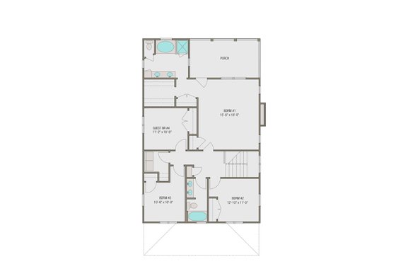 Floor Plan - Upper Floor for Prairie House Plan #461-49 - 4 bed, 2.5 bath