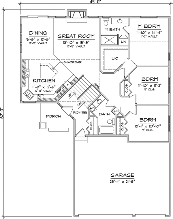 Architectural House Design - Prairie Floor Plan - Main Floor Plan #981-3