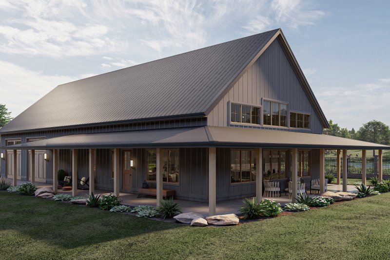 Architectural House Design - Barndominium Exterior - Front Elevation Plan #455-244