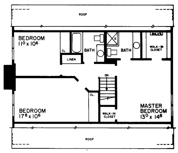 House Design - Colonial Floor Plan - Upper Floor Plan #72-677