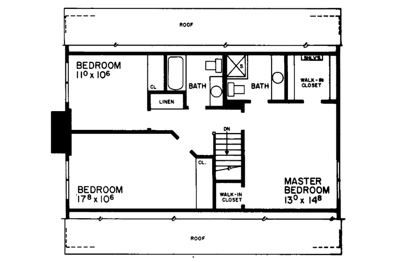 Home Plan - Floor Plan - Upper Floor for Colonial House Plan #72-677 - 3 bed, 2.5 bath
