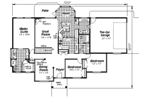 Floor Plan - Main Floor for Craftsman House Plan #18-1053 - 3 bed, 2 bath