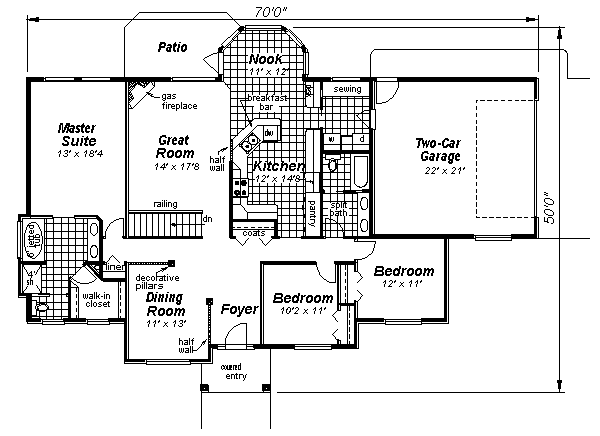 Home Plan - Craftsman Floor Plan - Main Floor Plan #18-1053