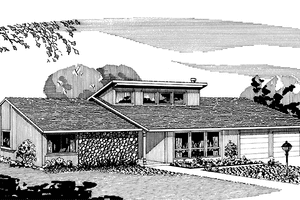 Dream House Plan - Exterior - Front Elevation for Prairie House Plan #320-1257 - 3 bed, 2 bath