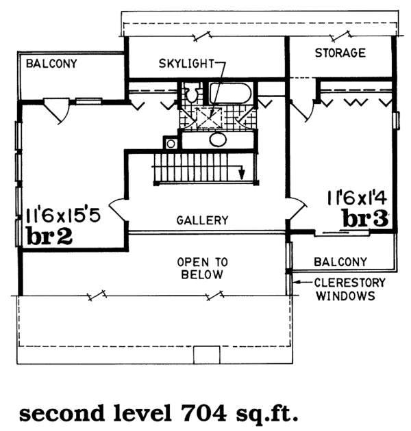 House Plan Design - Contemporary Floor Plan - Upper Floor Plan #47-1047