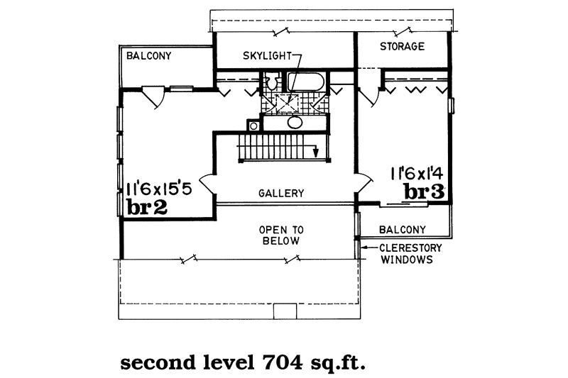Home Plan - Floor Plan - Upper Floor for Contemporary House Plan #47-1047 - 2 bed, 2.5 bath