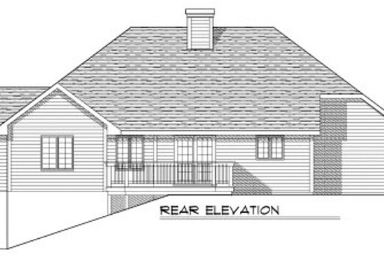 Exterior - Rear Elevation for Traditional House Plan #70-757 - 3 bed, 3 bath