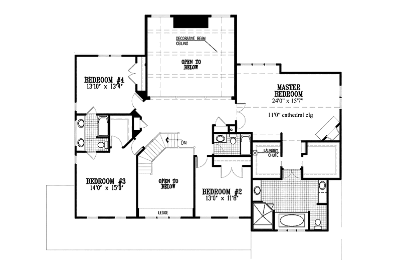 Architectural House Design - Floor Plan - Upper Floor for Country House Plan #953-48 - 4 bed, 3.5 bath
