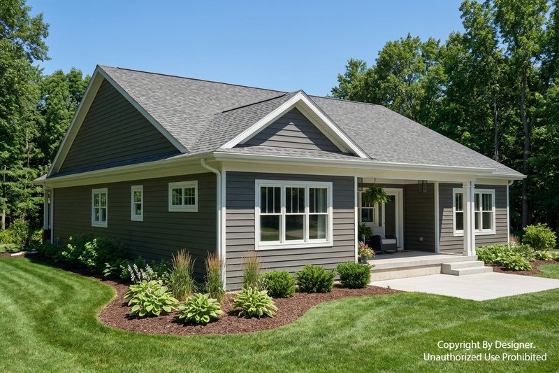 Dream House Plan - Exterior - Rear Elevation 2 for Ranch House Plan #51-1583 - 3 bed, 2.5 bath