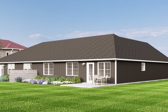 Exterior - Rear Elevation 1 for Craftsman House Plan #1064-38 - 3 bed, 2 bath