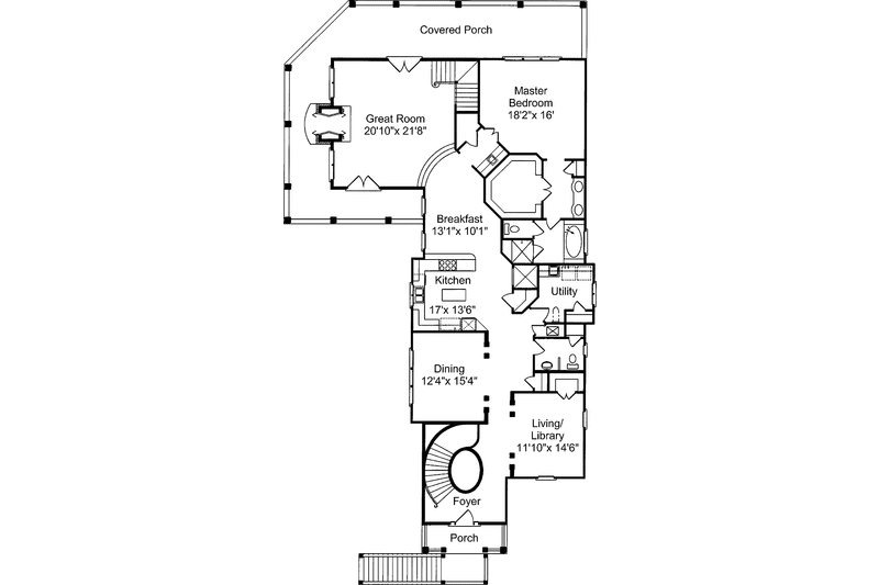 Home Plan - Floor Plan - Main Floor for Southern House Plan #37-258 - 4 bed, 3.5 bath